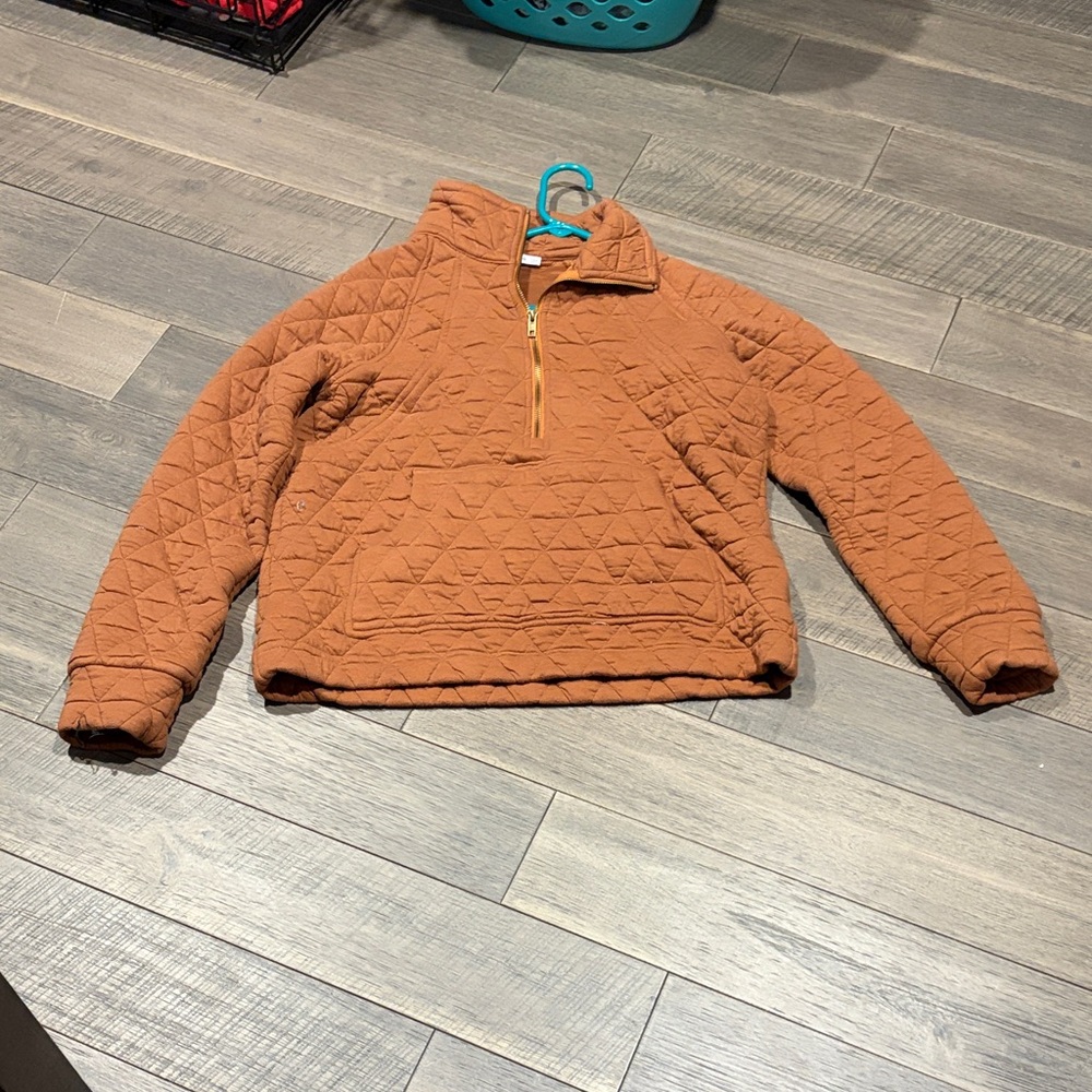 Staccato Quilted Half-Zip Puffer Jacket - Rust Orange
